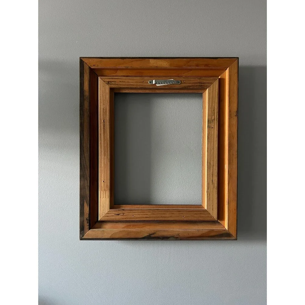 Vintage 8” x 10” Light Grey Wood Frame with Linen Detail